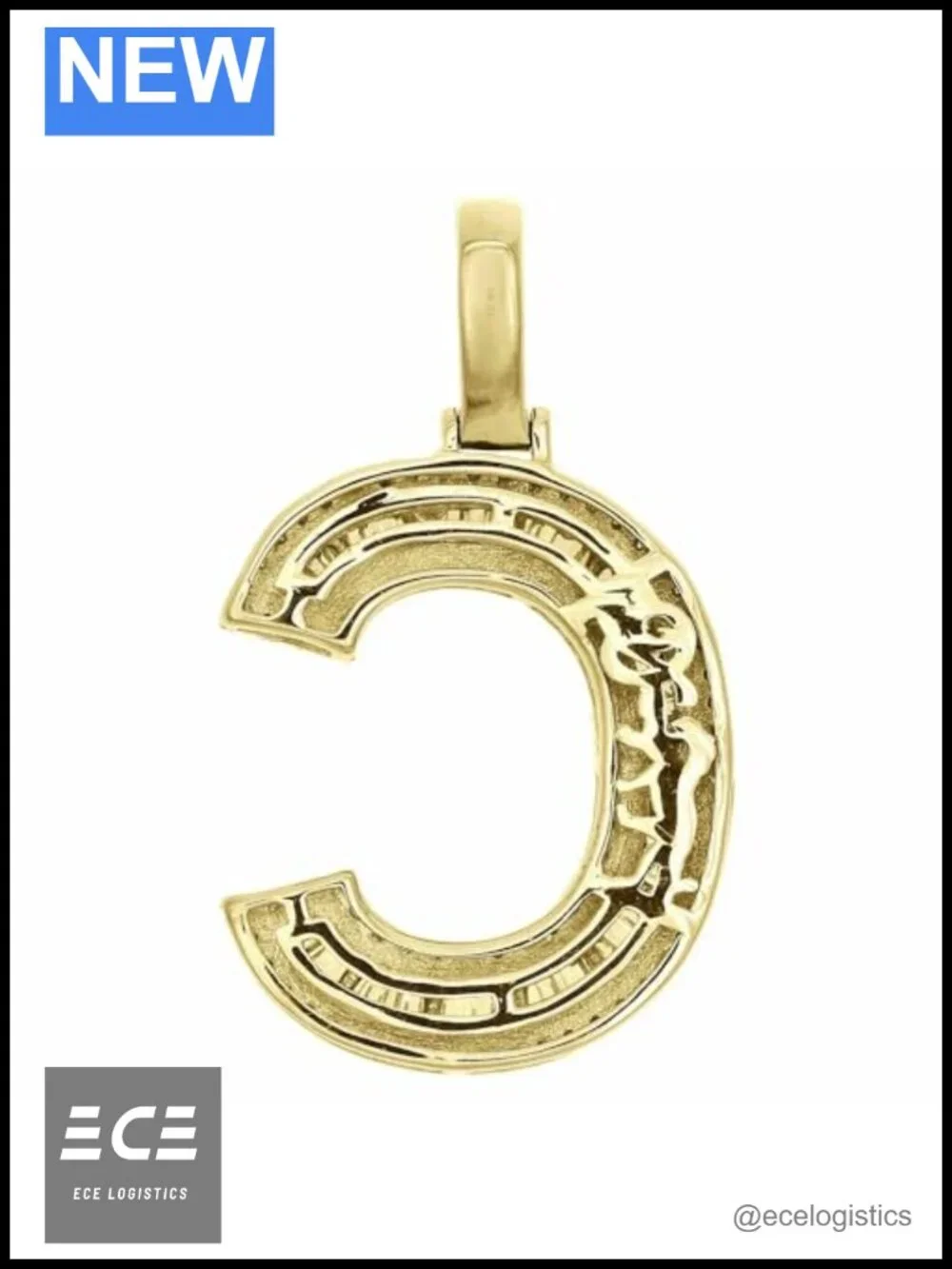 1.50ct Baguette Simulated Diamond Letter C Mini Pendant Initial Charm 14K Gold